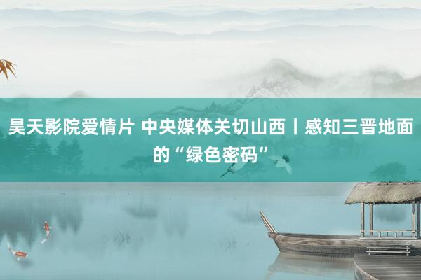 昊天影院爱情片 中央媒体关切山西丨感知三晋地面的“绿色密码”