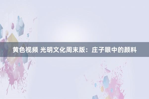 黄色视频 光明文化周末版：庄子眼中的颜料
