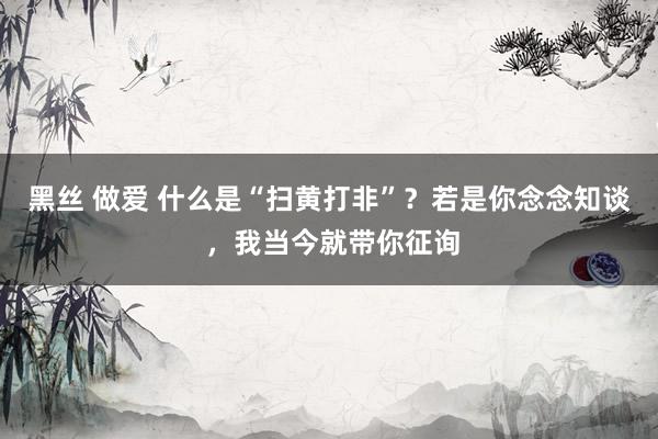 黑丝 做爱 什么是“扫黄打非”？若是你念念知谈 ，我当今就带你征询