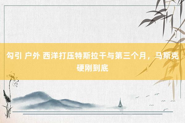 勾引 户外 西洋打压特斯拉干与第三个月，马斯克硬刚到底