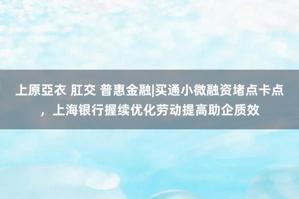 上原亞衣 肛交 普惠金融|买通小微融资堵点卡点，上海银行握续优化劳动提高助企质效