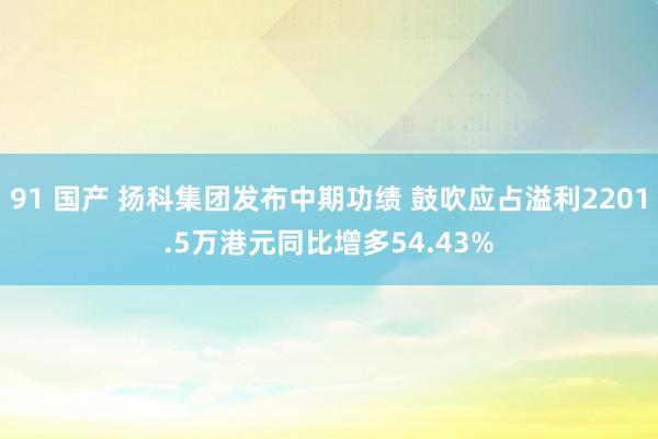 91 国产 扬科集团发布中期功绩 鼓吹应占溢利2201.5万港元同比增多54.43%