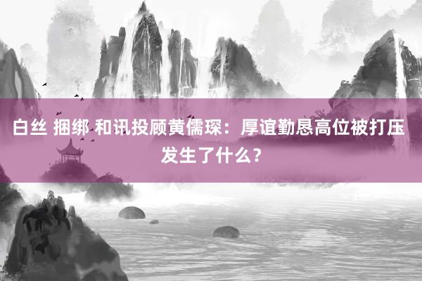 白丝 捆绑 和讯投顾黄儒琛：厚谊勤恳高位被打压 发生了什么？